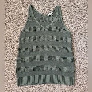 A.N.A. Green Knit Boho, Beachy, Cottage Core, Women’s Tank